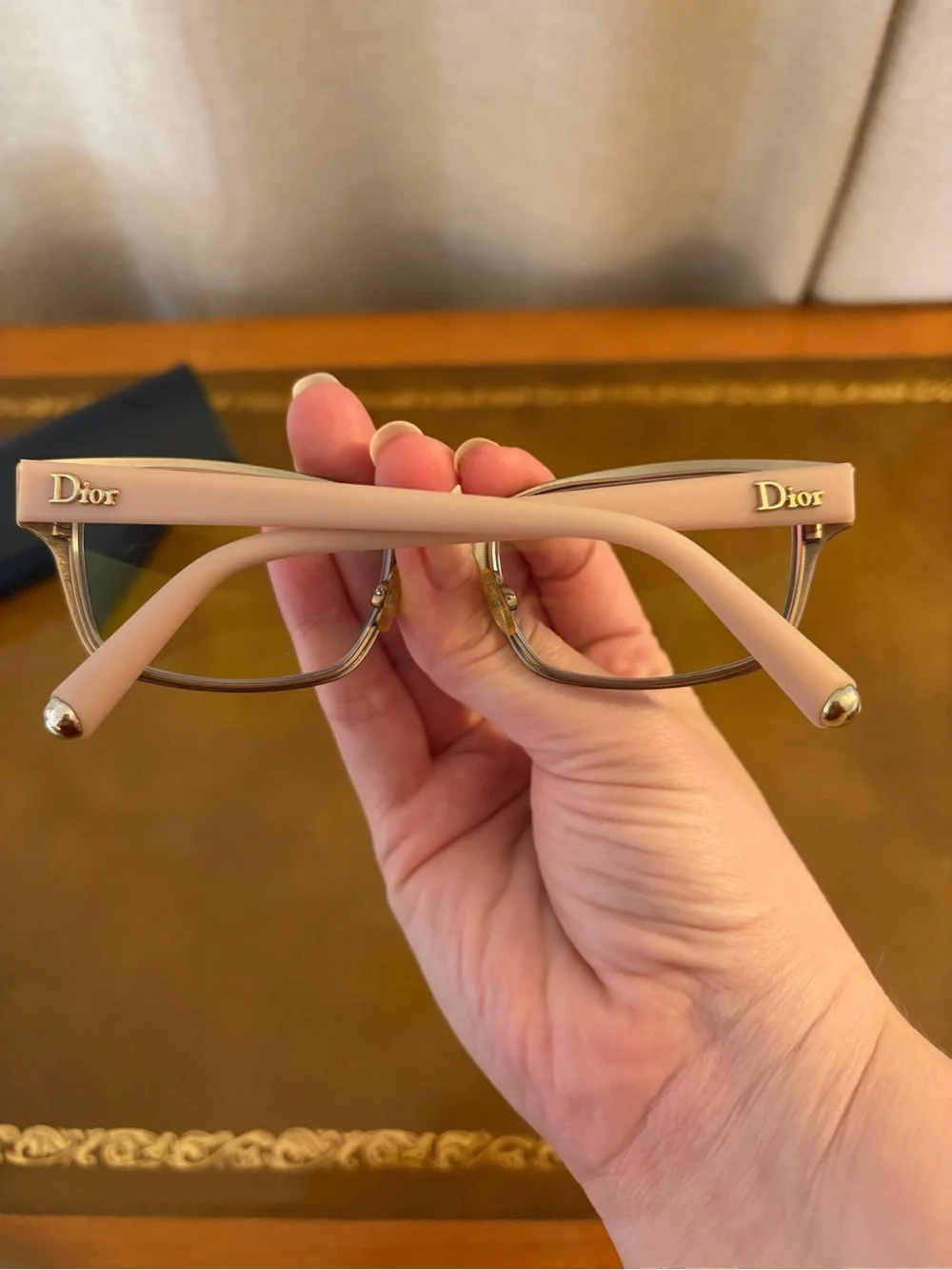 Christian Dior CD3774 eyeglasses featuring a dark blue and pink full-rim frame